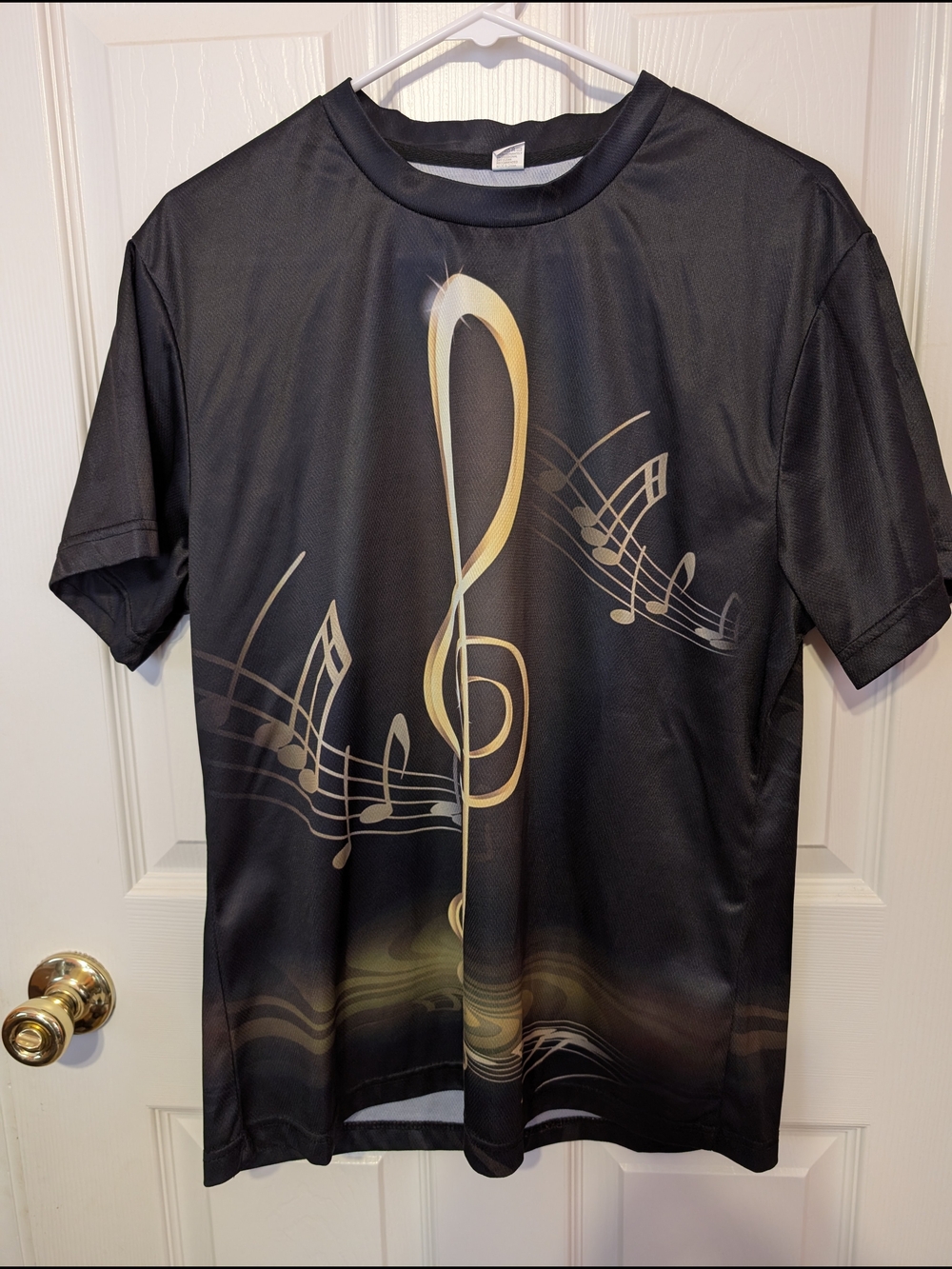 Black Men's Music Note Graphic Tee, Size M, NWOT